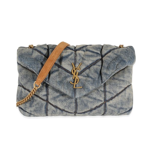 Saint Laurent Blue Denim Toy Loulou Puffer Bag - Picture 1 of 8